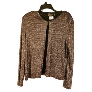 R&K Evening Women's Gold/Blk Cadigan Size 16